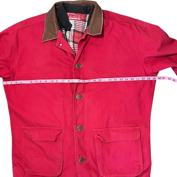 Vintage Marlboro Country Store Chore Coat Red Denim Workwear XL
